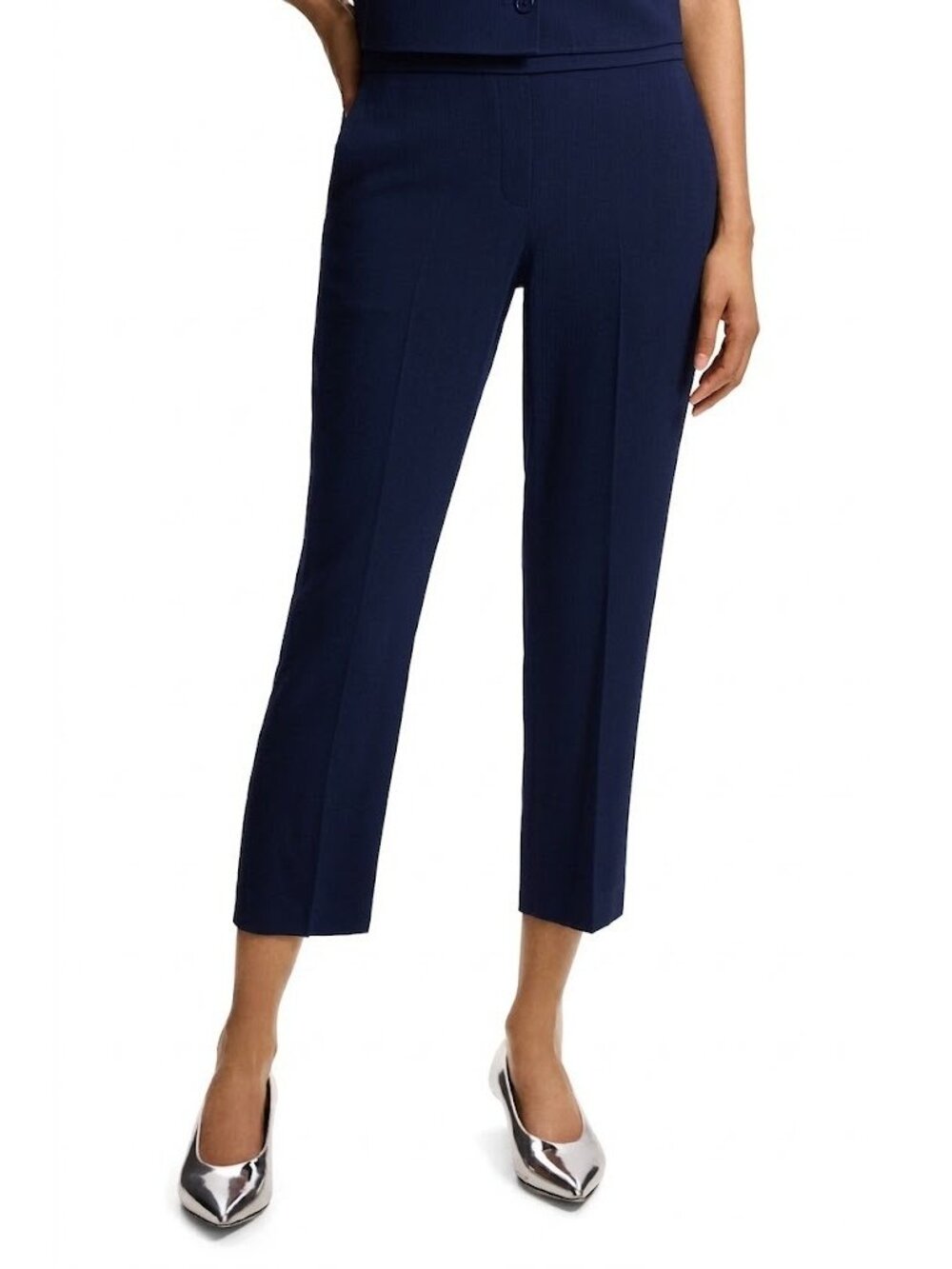 NWT THEORY Treeca Pull on in Deep Navy Admiral Stripe Crepe Ankle Pants 2